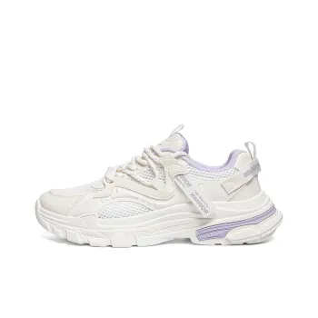 Warrior Wing Series Abrasion Resistant Lightweight Slip Resistant Low Top Chunky Sneakers Women's Beige Purple