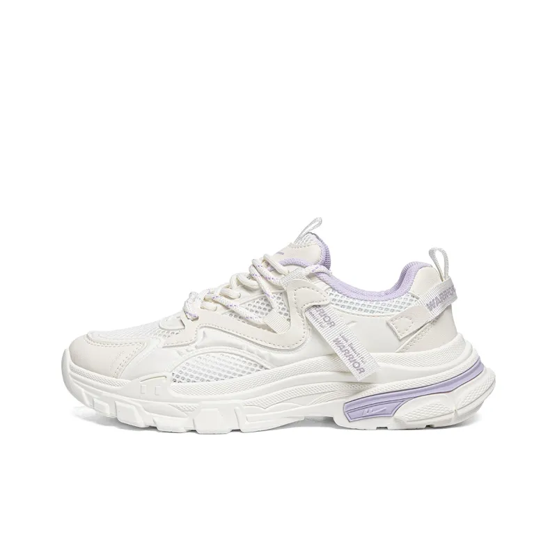 Warrior Wing Series Abrasion Resistant Lightweight Slip Resistant Low Top Chunky Sneakers Women's Beige Purple-0