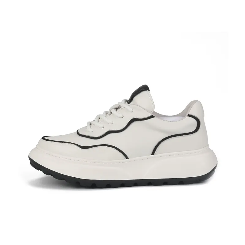 Thai Points Wear Resistant Lightweight Breathable Height Increasing Low Top Skateboard Shoes Men's White-0