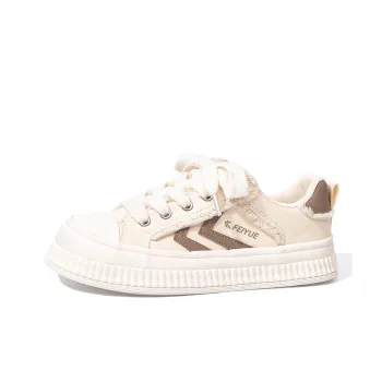Feiyue Anti Slip Wear Resistant Low Top Platform Canvas Shoes Women's Beige