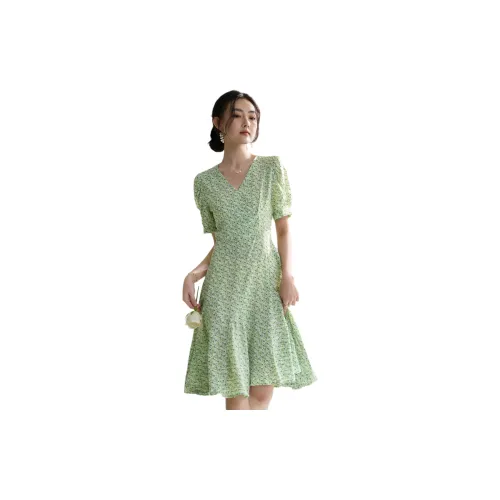 SMEN Short-Sleeved Dresses Women's Green