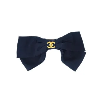 CHANEL 1990-2000s Cc Bow Hair Barrette