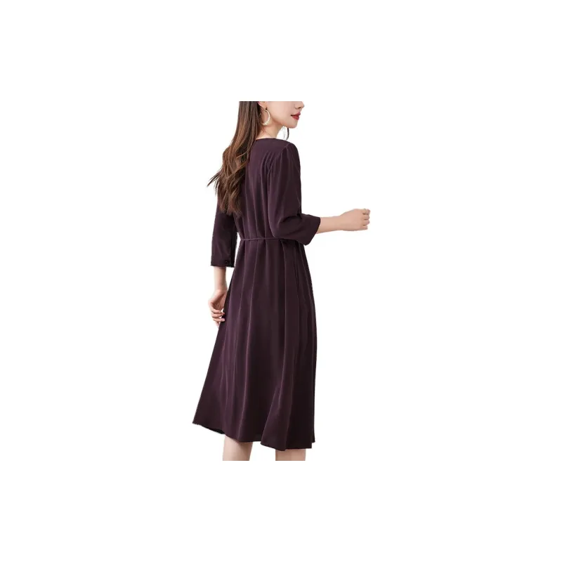 To The West Long Sleeved Dresses Women's Maroon-2