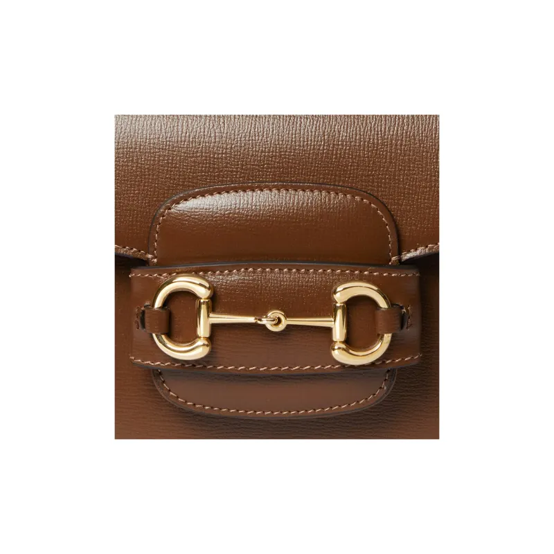 GUCCI Horsebit 1955 Leather Shoulder Bag Crossbody Bag Handbag Mini Women's Brown-6
