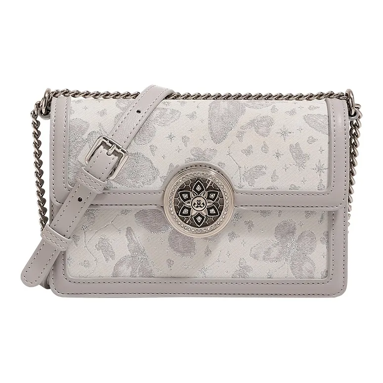TTaG．baG Cow Leather Handbag, Shoulder Bag Women's Gray/Pink-0