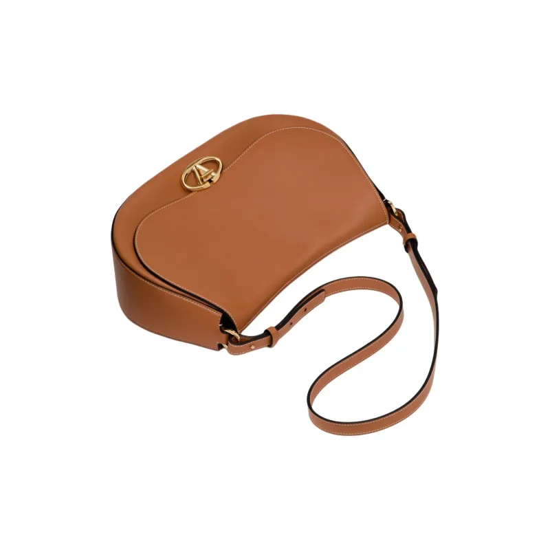 Valentino Napa Calf Leather Handbag, Shoulder Bag Women's Almond Brown-4