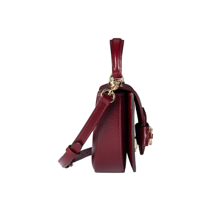 GUCCI Horsebit 1955 Leather Shoulder Bag Crossbody Bag Handbag Mini Women's Burgundy-2