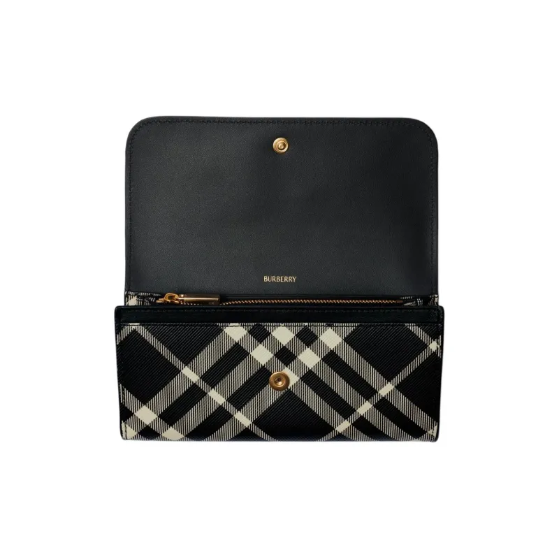 Burberry Polyurethane Wallet Women's Black & White-1
