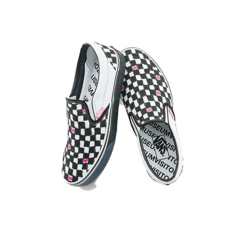 The Museum Visitor x Vans Anti-Slip Wear-Resistant Low-Top Skateboard Shoes Unisex Black White-2