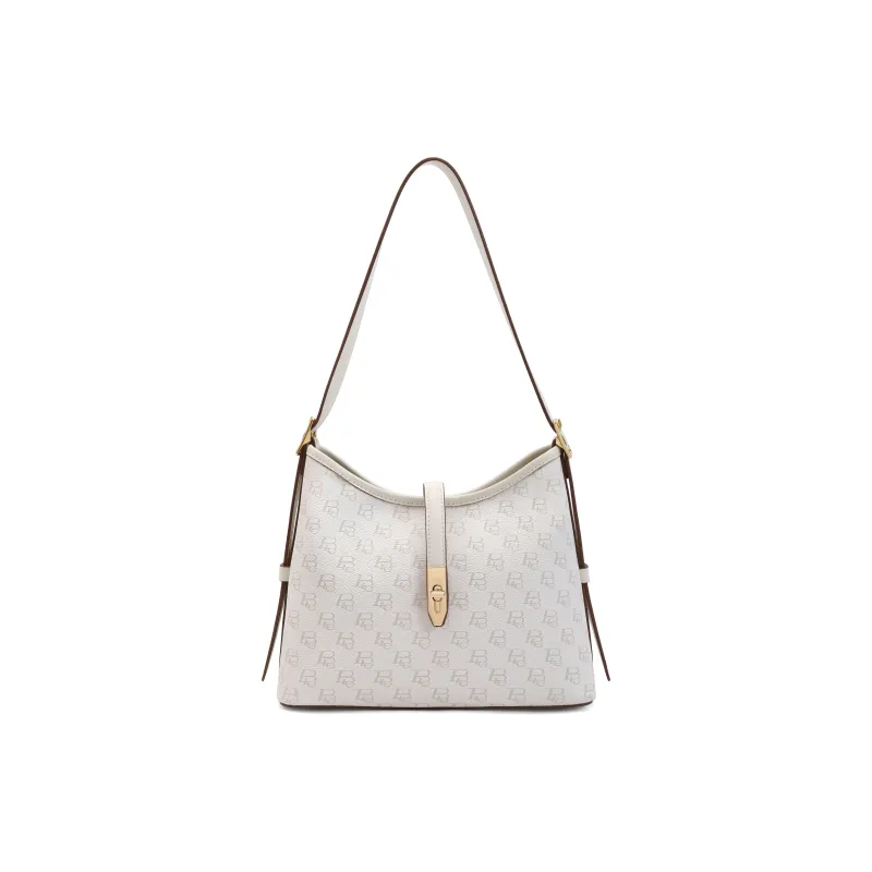 BELLE Premium Texture Shoulder Bag Women's Coffee, Beige-4