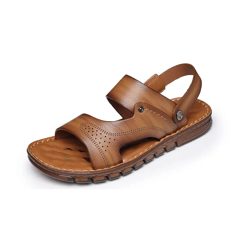 LAORENTOU Beach Sandals Men Brown, Khaki-2