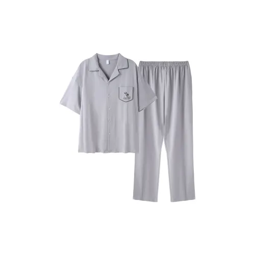 Fun Rabbit Pajama Set Men's Light Gray