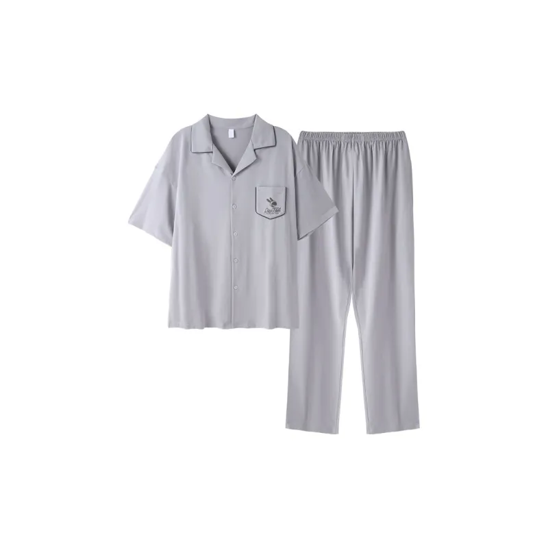 Fun Rabbit Pajama Set Men's Light Gray-0