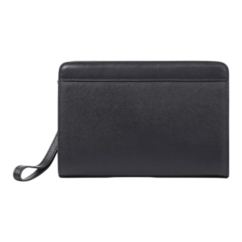 CMLZIUA Top Grain Cow Leather Clutch Large Size Unisex Black-1