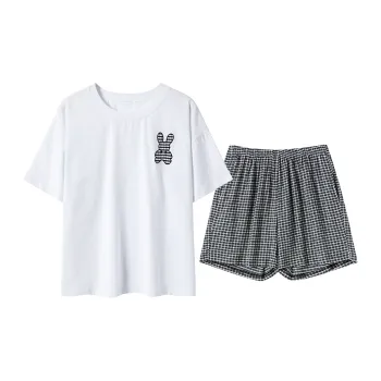 Close-fitting Areas Pajama Set Women's White