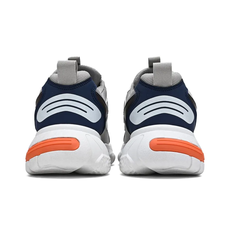 Binary Cushioning Abrasion Resistant Breathable Slip Resistant Low Top Chunky Sneakers Men's Gray Blue-5