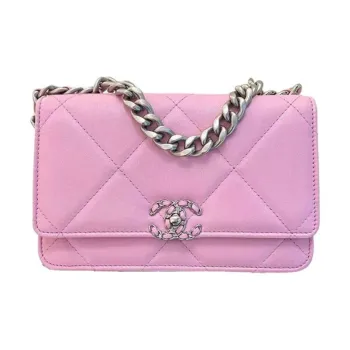 CHANEL 19Bag Sheepskin Shoulder Bag Crossbody Bag Unisex Pink