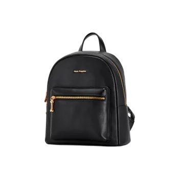 Hush Puppies Cow Leather Backpack Medium Size Women's Black
