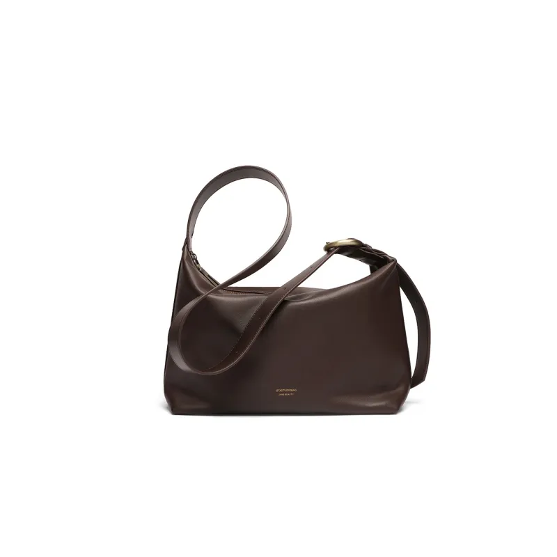 Tanita West Cow Leather Tote Bag Shopping Bag Crossbody Bag Shoulder Bag Large Size Women's Coffee/Black/Cream White-1