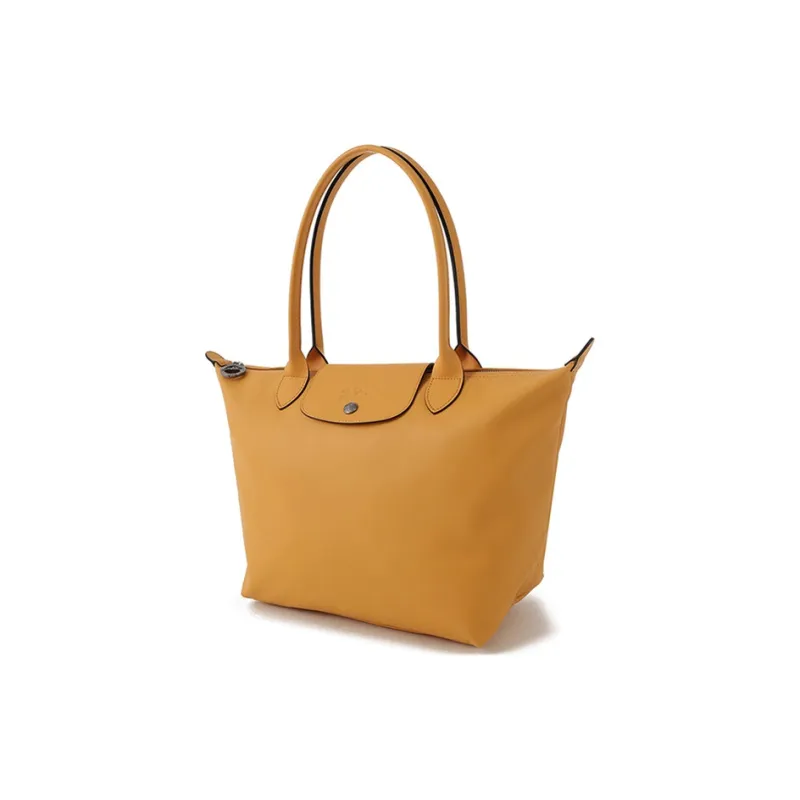 LONGCHAMP Le Pliage Xtra Cow Leather Handbag Medium Size Women's Almond Yellow-1