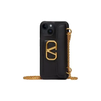 Valentino Calfskin One Shoulder Crossbody Cell Phone Pouch Women's Black