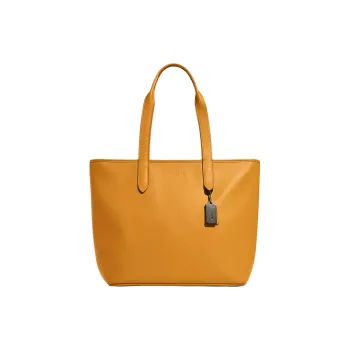COACH Sullivan High-Quality Pebbled Leather Tote Bag Shopping Bag Shoulder Bag Handbag Large Size Men's Mustard Yellow