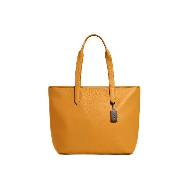 COACH Sullivan High-Quality Pebbled Leather Tote Bag Shopping Bag Shoulder Bag Handbag Large Size Men's Mustard Yellow-0