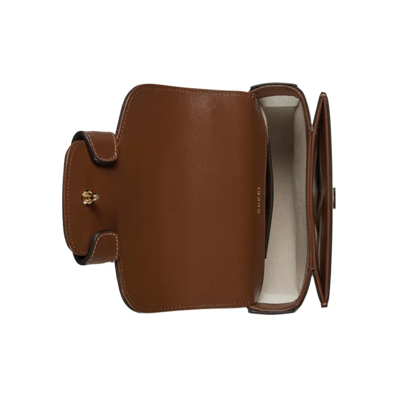 GUCCI Horsebit 1955 Leather Shoulder Bag Crossbody Bag Handbag Mini Women's Brown-5