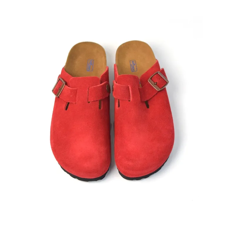 Boku Cork Sole Abrasion Resistant Slip Resistant Closed Toe Slippers Unisex Red-1