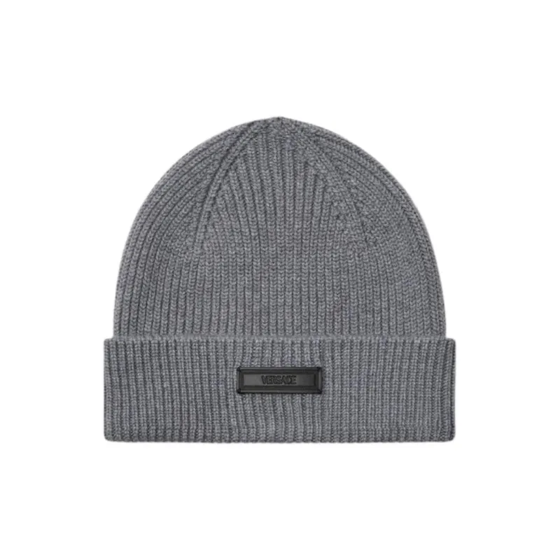 VERSACE Logo Patch Knitted Beanie-0