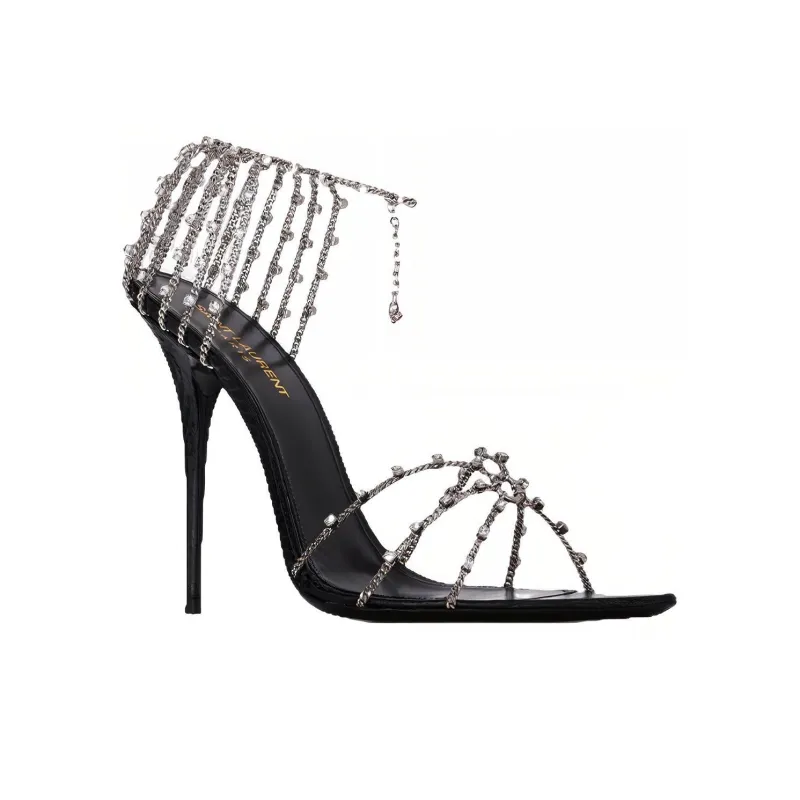SAINT LAURENT ALEX One Strap Sandals 11cm Women's Black-2