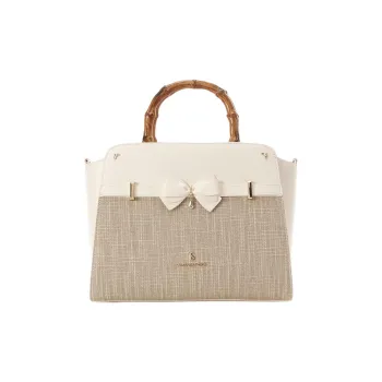 SAMANTHA THAVASA Polypropylene Synthetic Leather Polyester Handbag Women's White