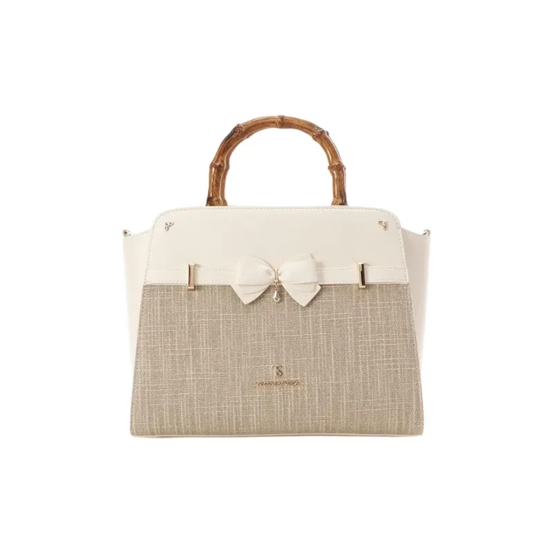 SAMANTHA THAVASA Polypropylene Synthetic Leather Polyester Handbag Women's White-0