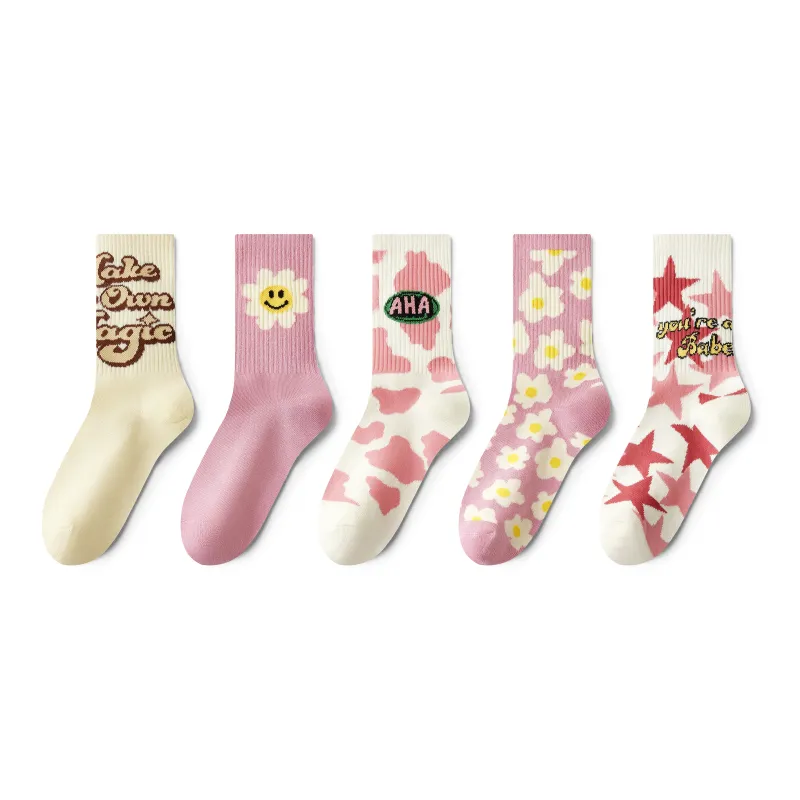 PLAN IN Mid Calf Socks Unisex 5 Pairs Gift Box Set-3