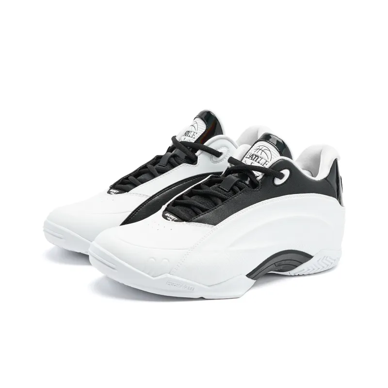 QIAODAN Basketball Shoes Men Low Top Jordan White Black-2
