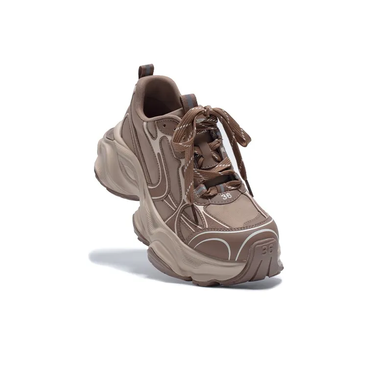 OG Offground Tracing Mountain Wilderness Cushioned Wear Resistant Breathable Low Top Chunky Sneakers Women's Brown-2