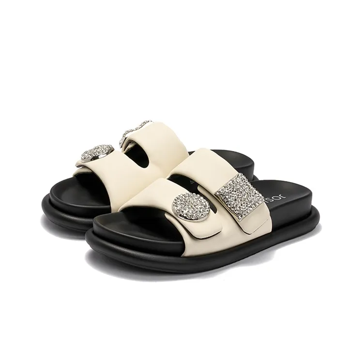 JOSINY Slide Slippers Women's Black, Ecru, Silver-5