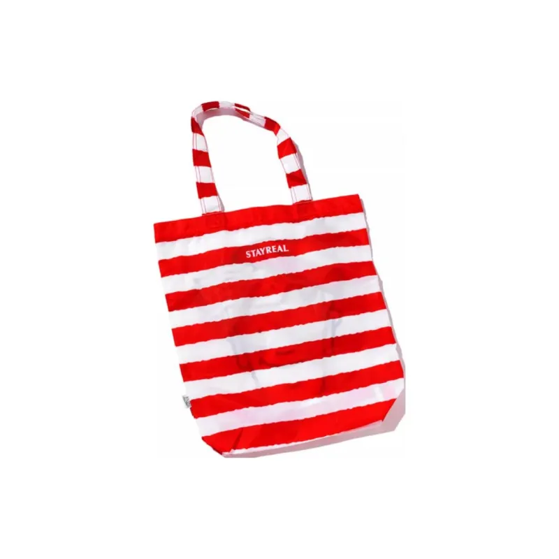STAYREAL Where Is Willie Collaboration Polyester Tote Bag Shopping Bag Shoulder Bag Handbag Unisex Red & White-2