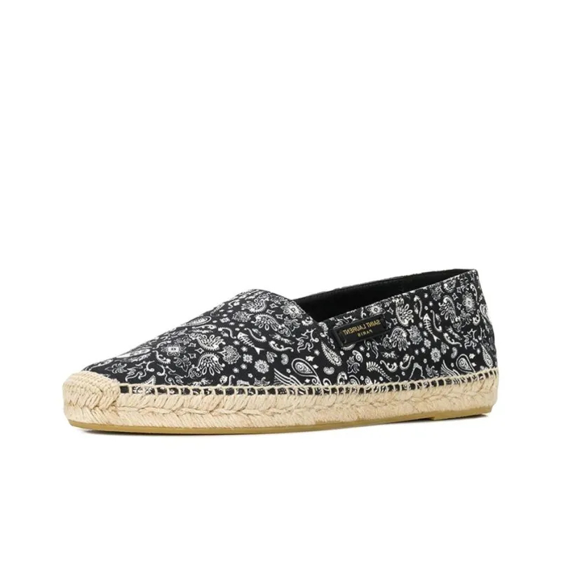 SAINT LAURENT Solar Band Espadrilles Men's Black White-2