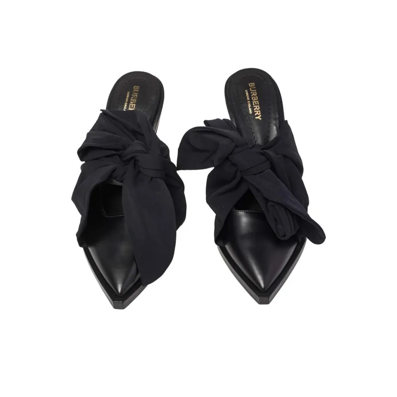 Burberry Closed Toe Slippers 10cm Women's Black-4