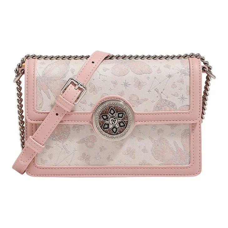 TTaG．baG Cow Leather Handbag, Shoulder Bag Women's Gray/Pink-7