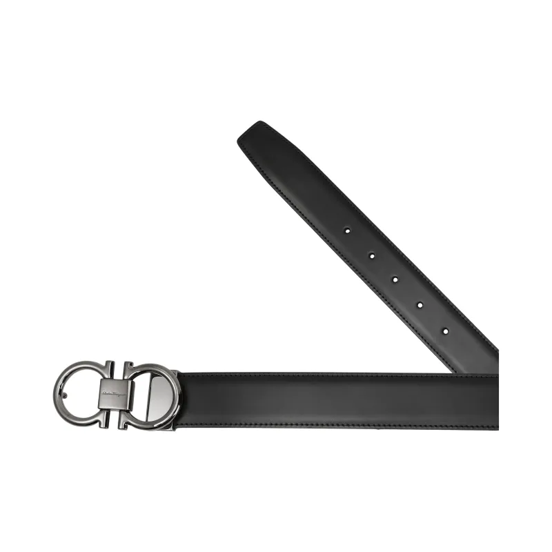FERRAGAMO Ring Decoration Leather Belts Men's Brown-3