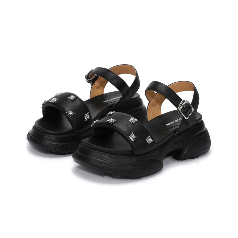 SATURDAY MODE Strap Sandals 7cm Women's Black-2