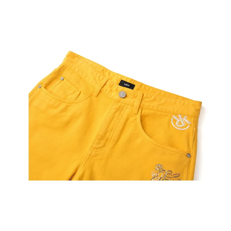 RARE Denim Shorts Men Yellow-3