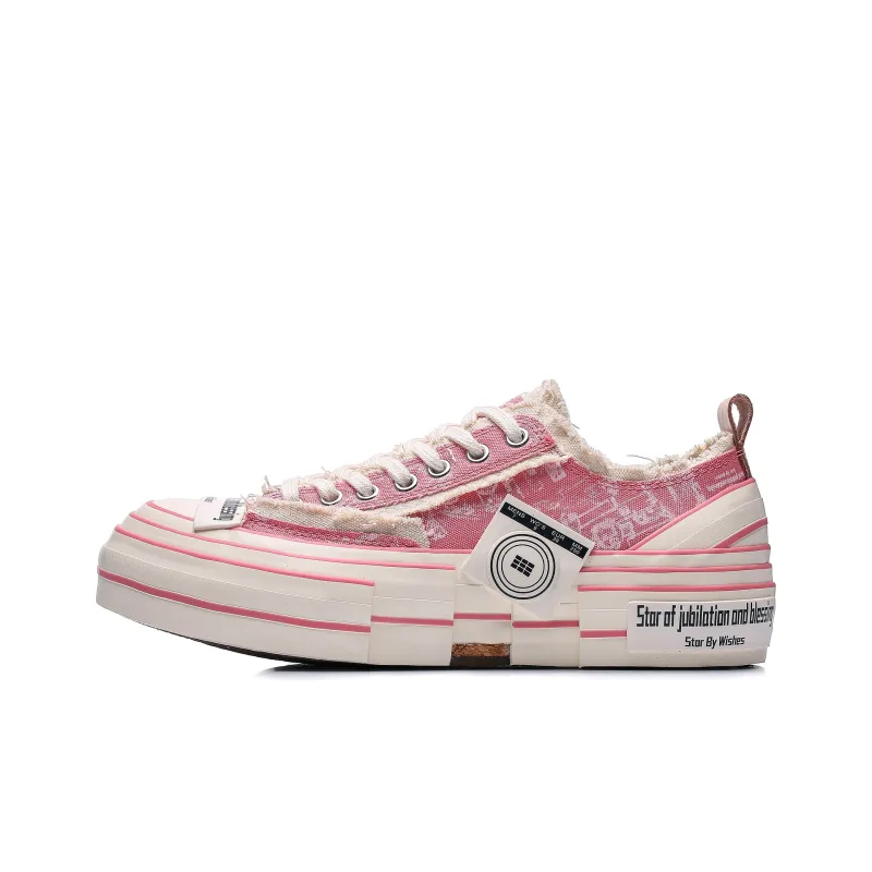 Star By Wishes Height Increasing Wear Resistant Breathable Slip Resistant Low Top Skateboard Shoes Unisex Printed Pink-0