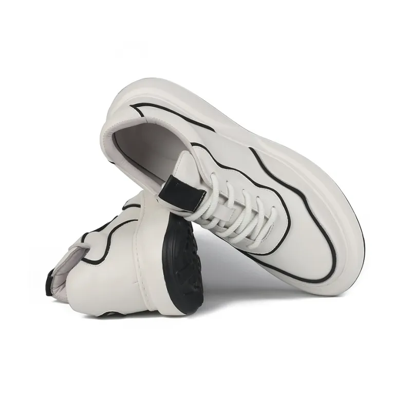 Thai Points Wear Resistant Lightweight Breathable Height Increasing Low Top Skateboard Shoes Men's White-2