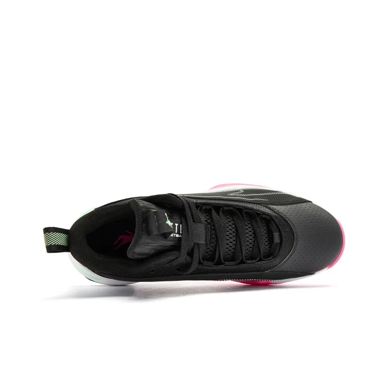 QIAODAN Basketball Shoes Men Low Top Black Aurora Pink-2