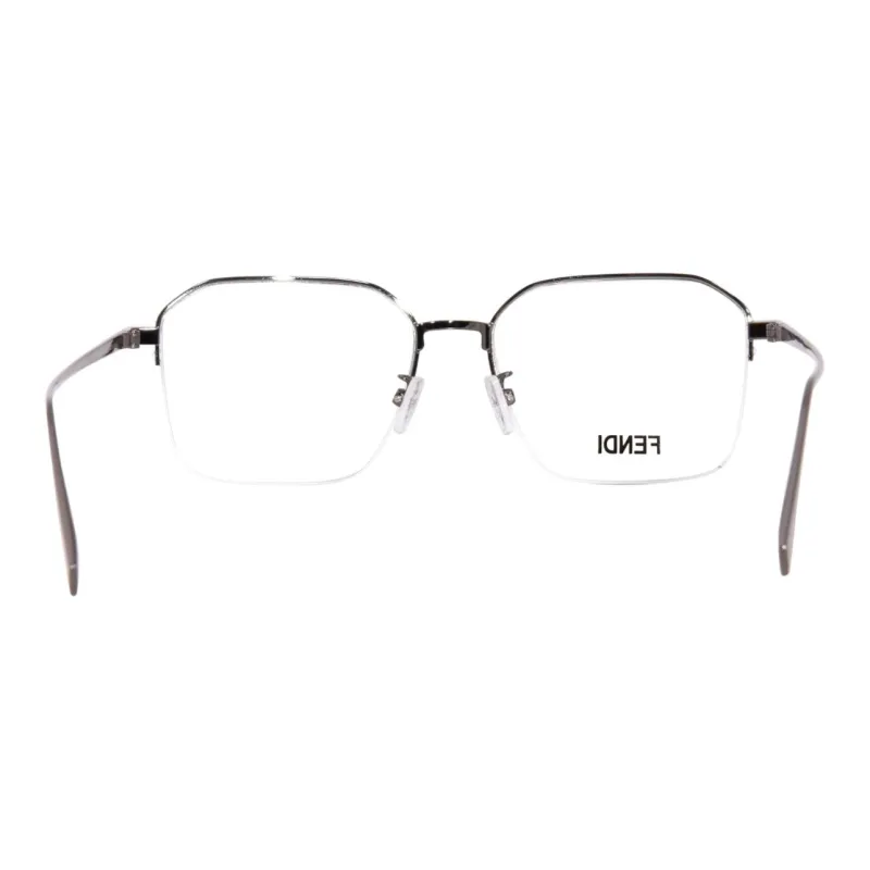 FENDI Metal Irregular Shape Eyeglass Frames Men's Black-2