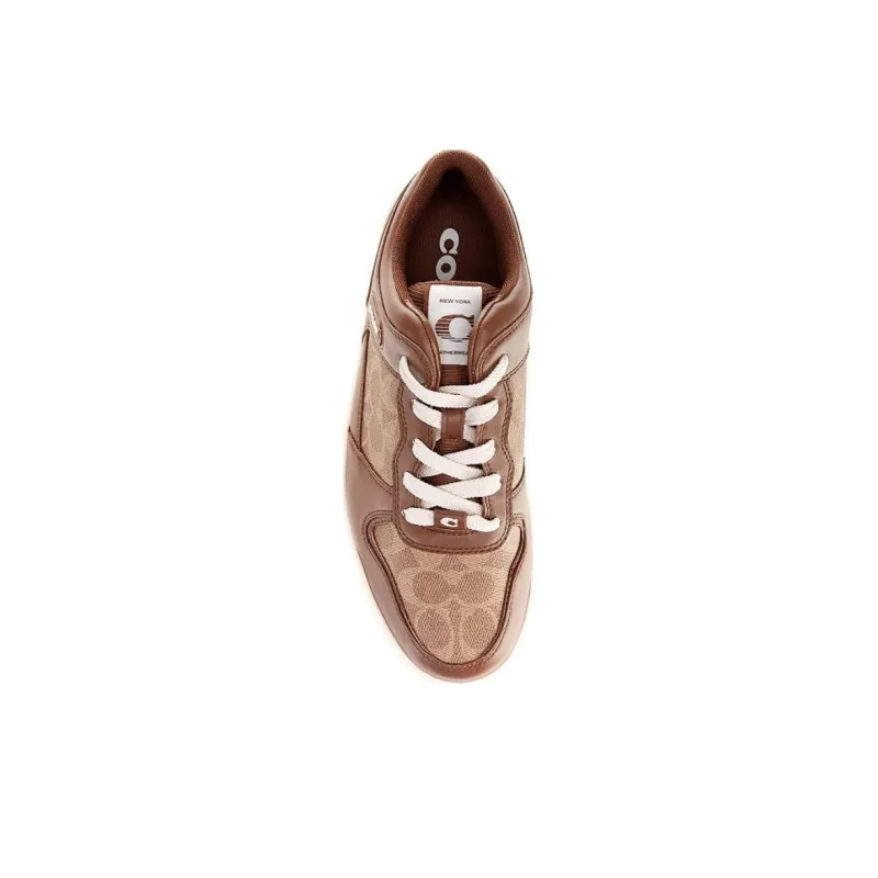 COACH Low Top Skateboard Shoes Men's Brown-4