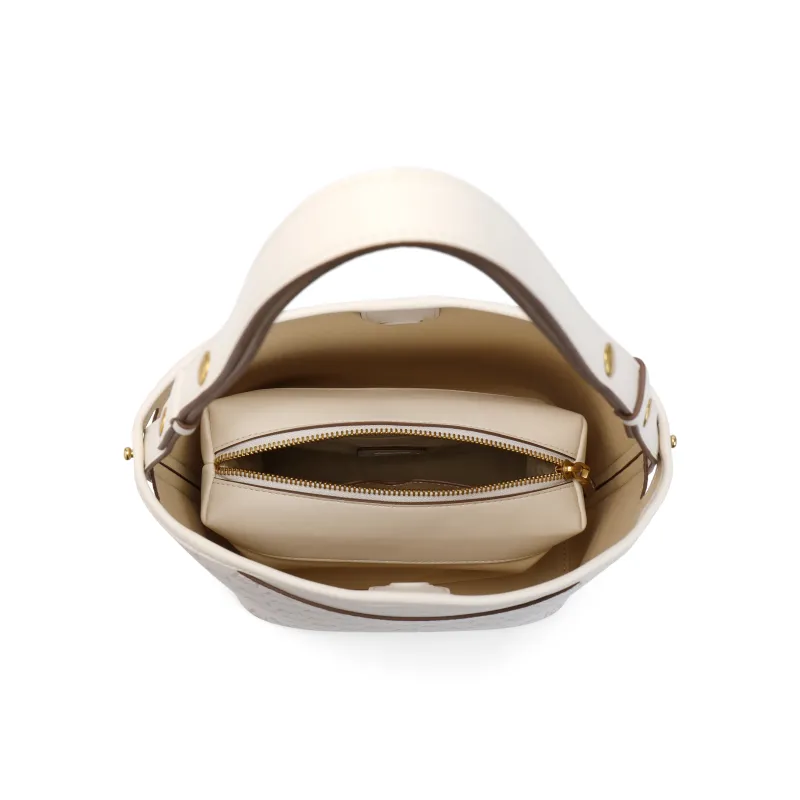 BELLE Premium Texture Shoulder Bag Medium Size Women's Coffee, Beige-8